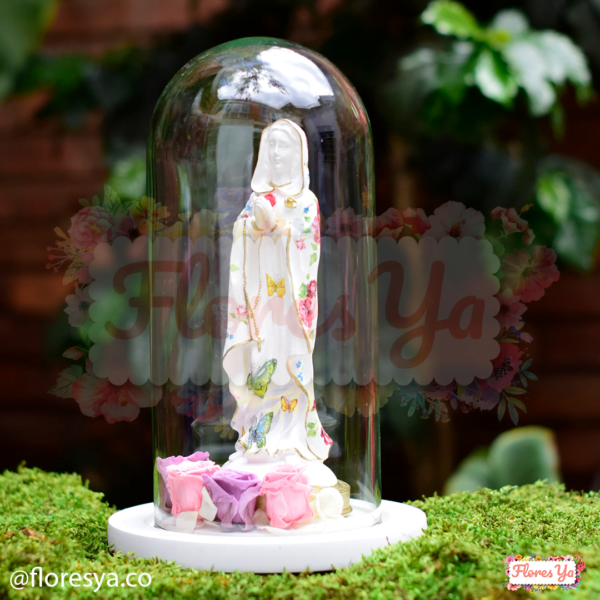 Virgen Rosa Mística Con Rosas Preservadas